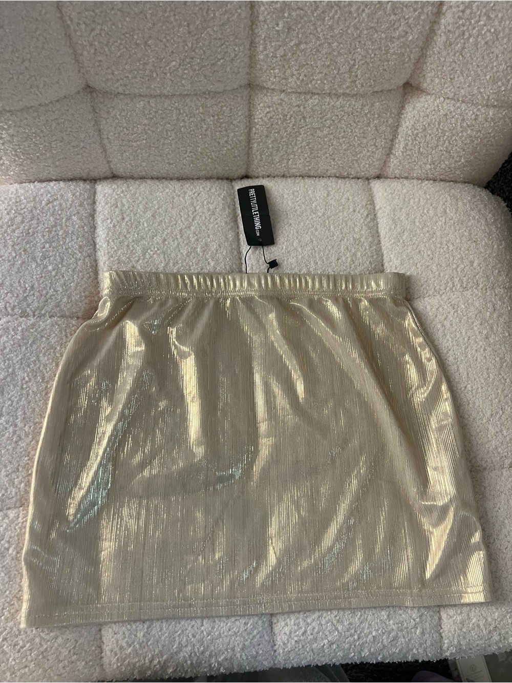 PrettyLittleThing Metallic Gold Mini Skirt